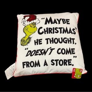 Grinch Christmas Quote Pillow - NWT